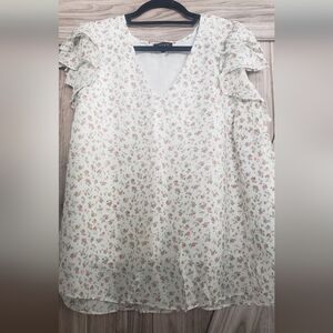 1. State White and Pink Ruffled Blouse